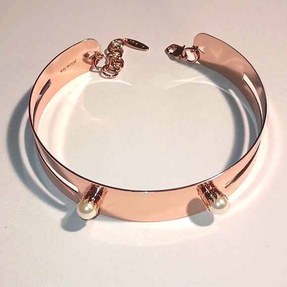 JOOMI LIM RHODIUM ROSE GOLD PLATED CHOKER WITH PEARLS - Picture 1 of 4
